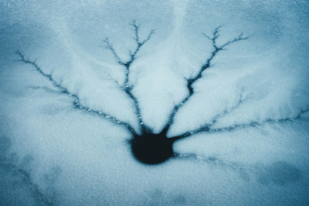 Crack on a frozen lake.